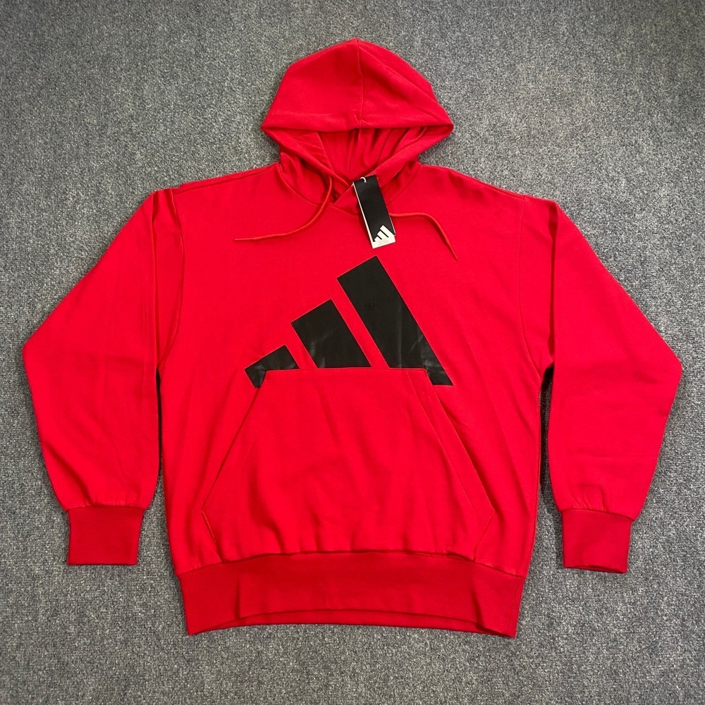 Adidas Trefoil Big Logo Sweatshirt Hoodie Adult Small Red Black  Fleece Pullover